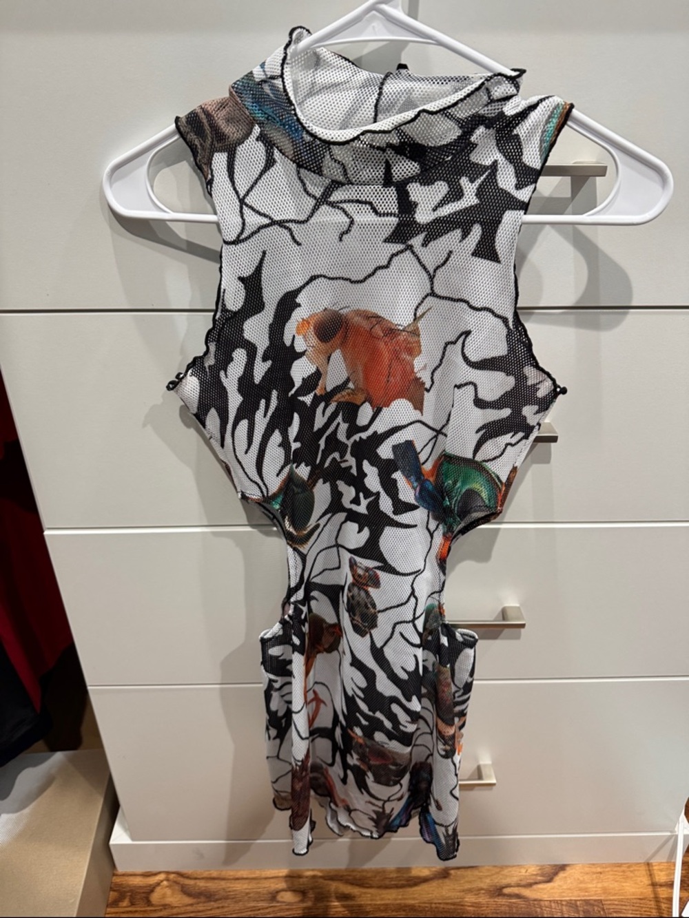 Damaged brand Hype Black and White Mesh Panel Dress